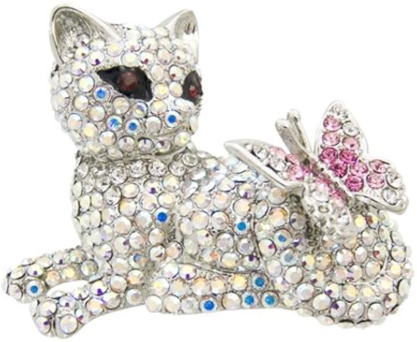 Butler & Wilson Crystal Lying Down Cat & Butterfly Brooch | Amazon (UK)