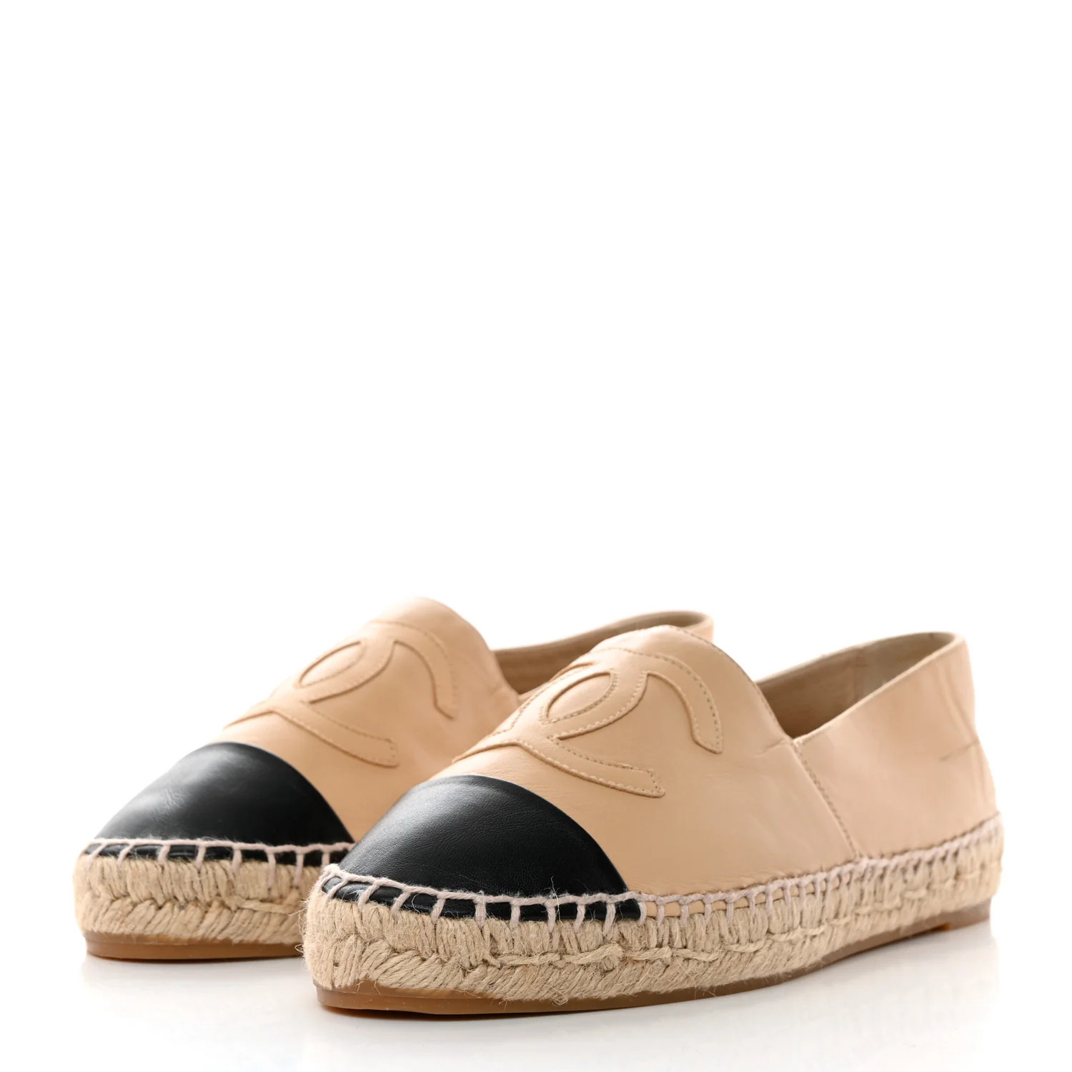 Lambskin CC Espadrilles 38 Beige Black | FASHIONPHILE (US)