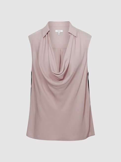 Reiss Nude Ameliee Cowl Front Sleeveless Blouse | Reiss US