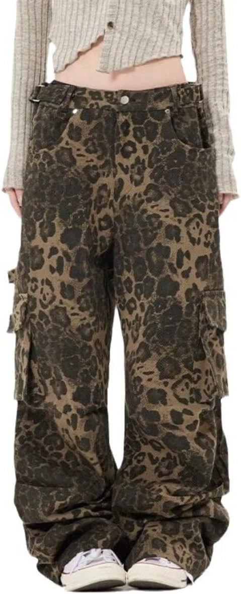 Hesaco Baggy Cargo Pants Women Y2K - Cheetah Print Jeans Loose Joggers with Pockets, Casual Stree... | Amazon (US)