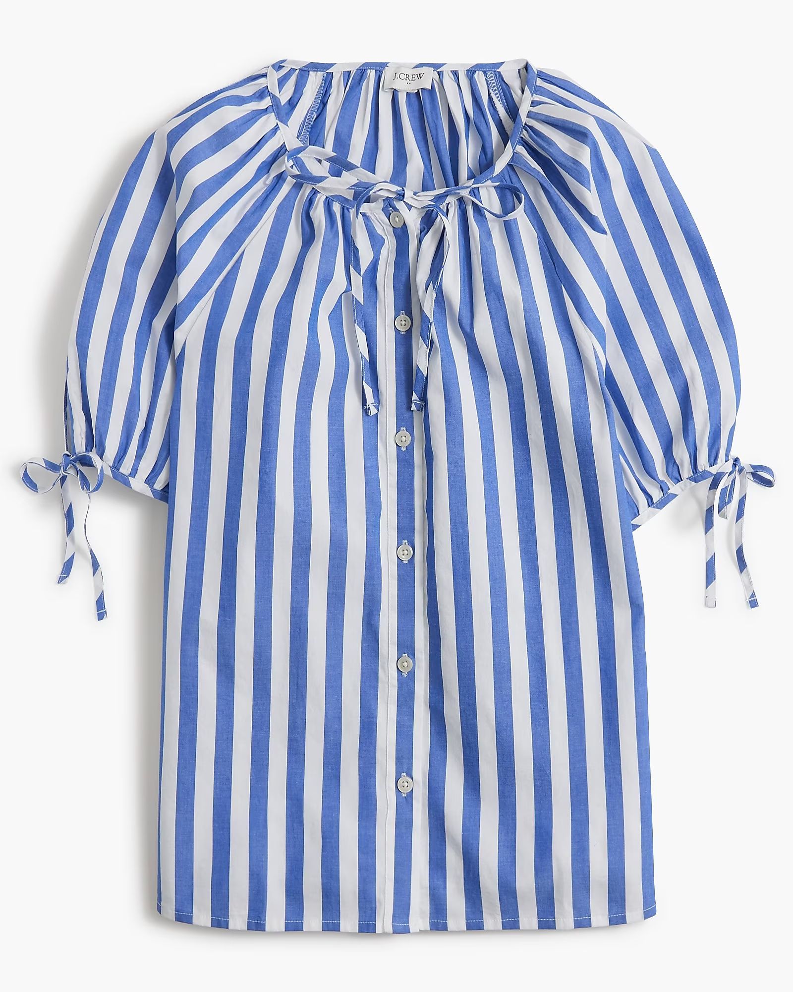 Button-front top with tie sleeves | J.Crew Factory