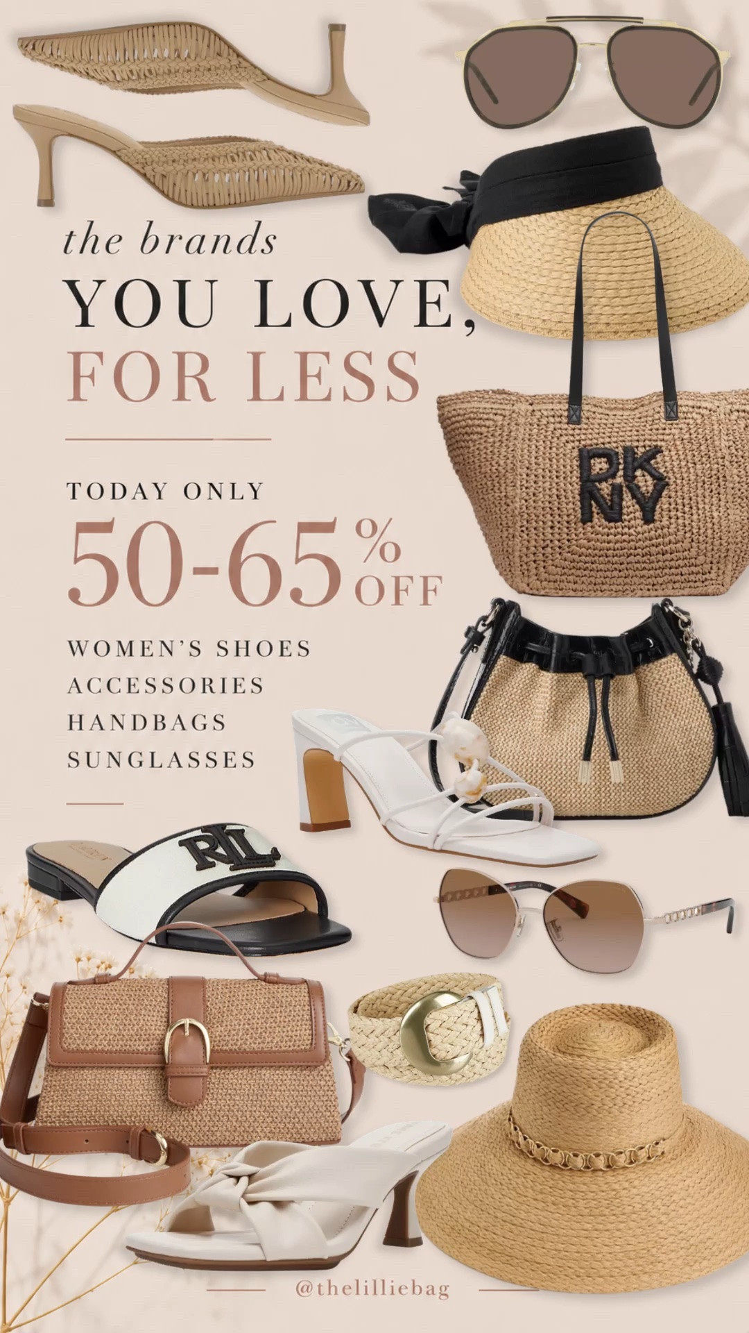 Today, online only! Macys 50-65% off top brands on shoes, bags, accessories and more. ✨✨✨ 

Sandals. Tote bag. Sunglasses. Spring outfit. Summer outfit.