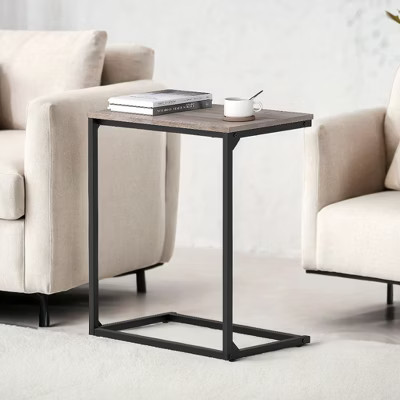 C Shape End Table Small Coffee Table for Couch or Sofa Industrial Side Table 13.8 x 21.7 x 26 Inches Greige and Classic Black | Target
