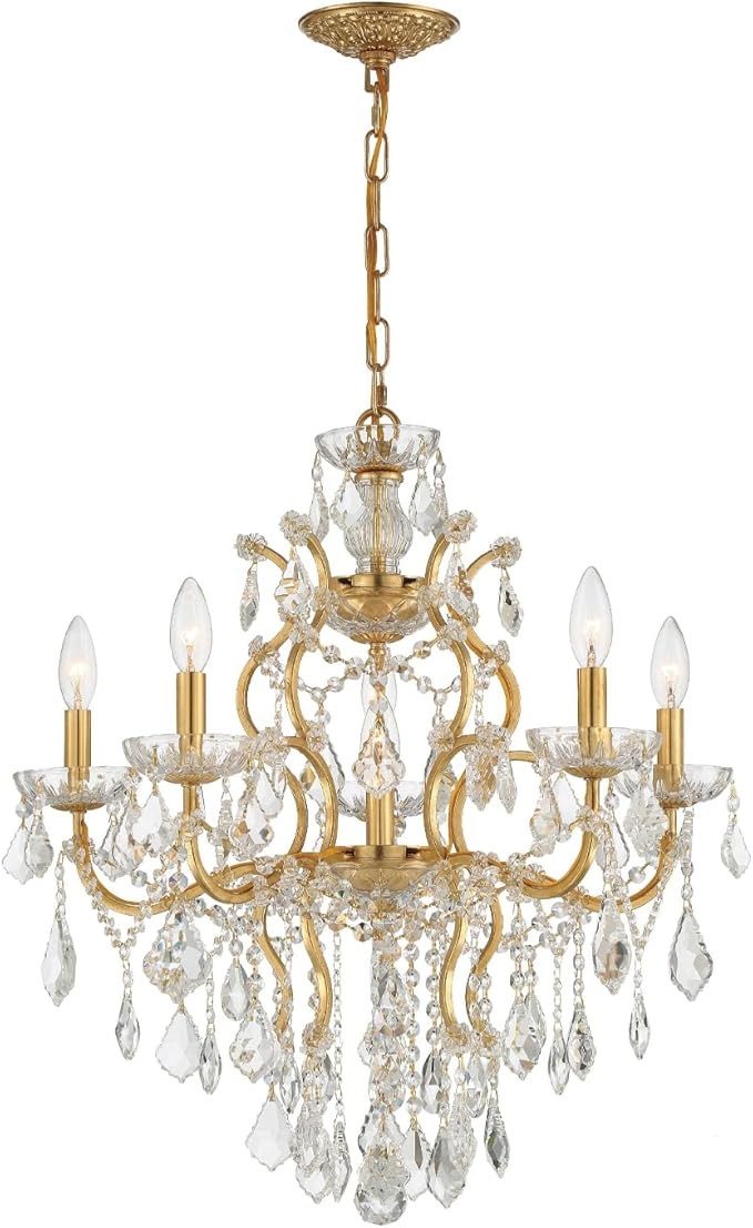 Filmore 6 Light Hand Cut Crystal Antique Gold Chandelier | Amazon (US)