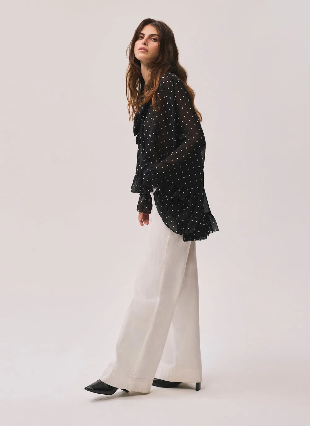 SHOP THE LOOKBlack Polka Dot Print Blouse£99.00Colour: BlackSize Guide
  
Choose your sizeChoose... | Mint Velvet
