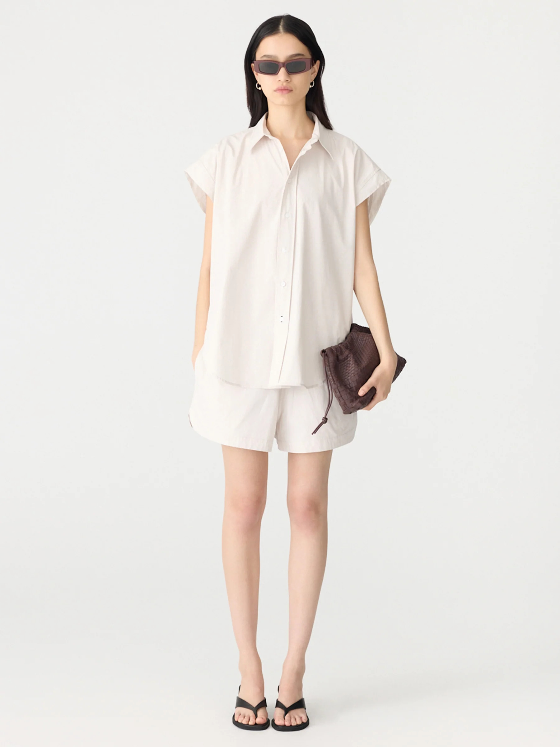 Crushed Cotton Scoop Hem Shirt | Bassike