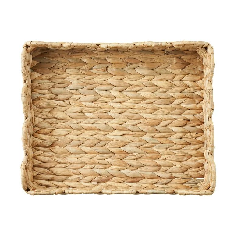 11" x 14" Scalloped Woven Natural Water Hyacinth Decorative Tray - Walmart.com | Walmart (US)