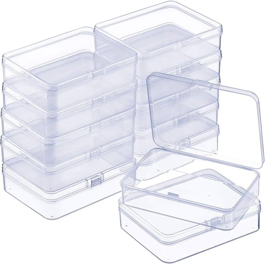 SATINIOR 12 Pack Clear Plastic Beads Storage Containers Box with Hinged Lid for Beads and More (4... | Amazon (US)