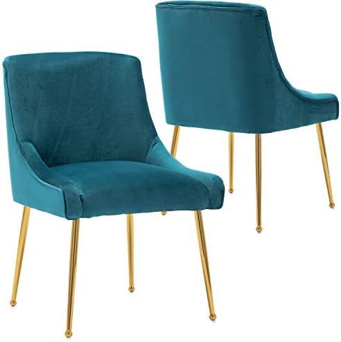 Wahson Velvet Upholstered Dining Chair with Brass Legs, Modern Accent Chair for Dining Room/Living R | Amazon (US)