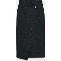 Zara - Wrapover Knit Midi Skirt In Dark Grey - M - Woman | Zara UK