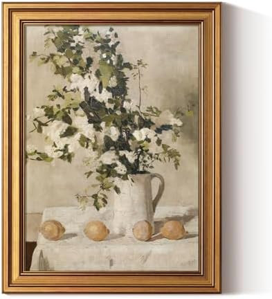 ARPEOTCY Gold Framed Canvas Art Prints,12x16inch, Vintage Lemons and Floral Art Painting, Rustic ... | Amazon (US)