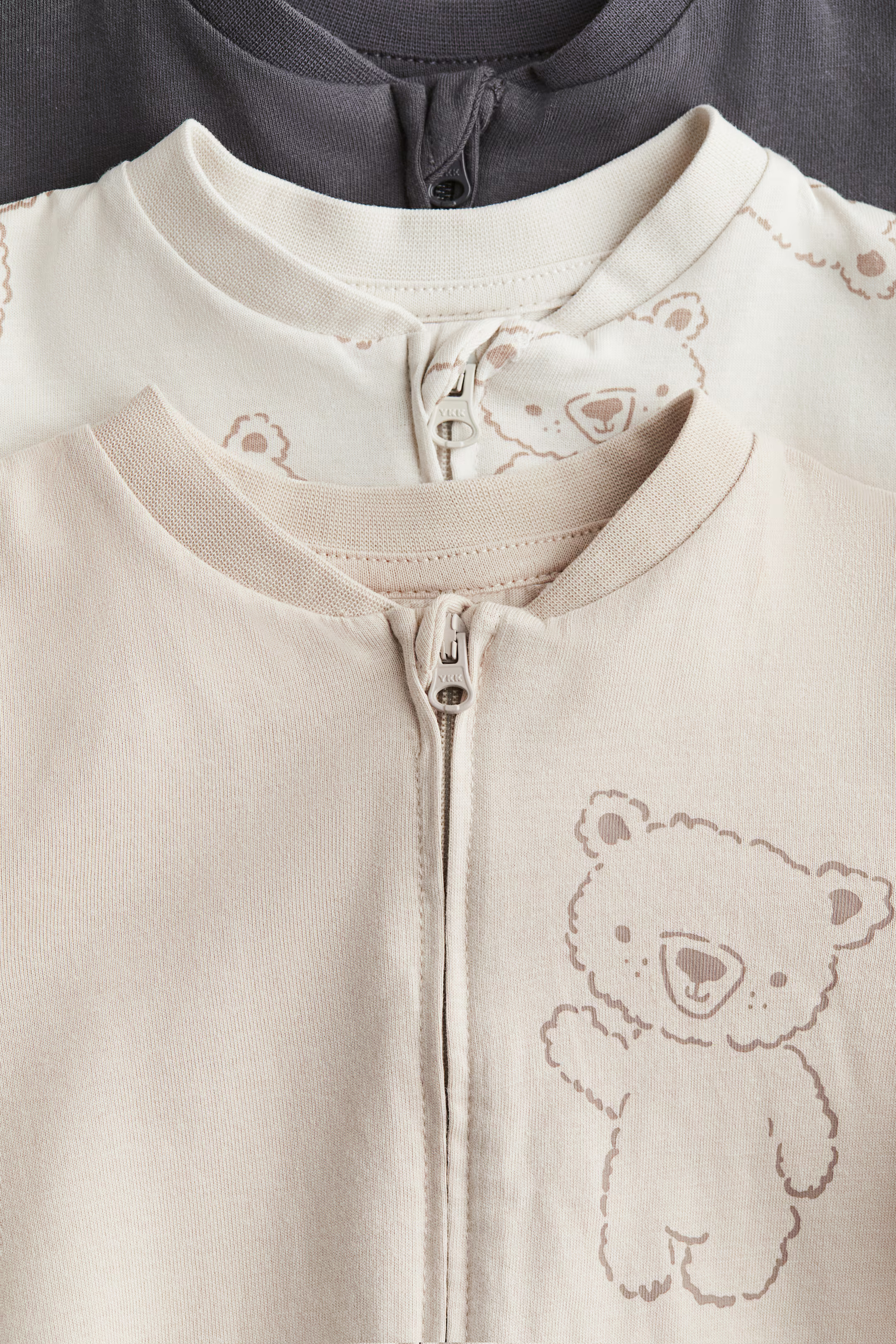 3-pack Pajama Jumpsuits with Zipper - Light beige/bears - Kids | H&M US | H&M (US + CA)