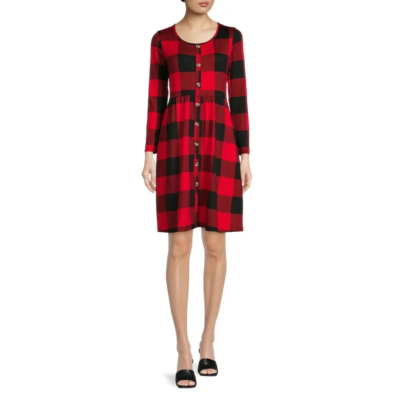Nine.Eight Women's Button-Down Skater Dress - Walmart.com | Walmart (US)