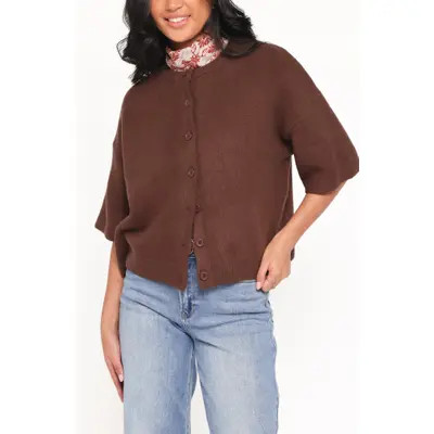 Petal & Pup Lilith Elbow Sleeve Cardigan in Grey at Nordstrom, Size X-Large | Nordstrom