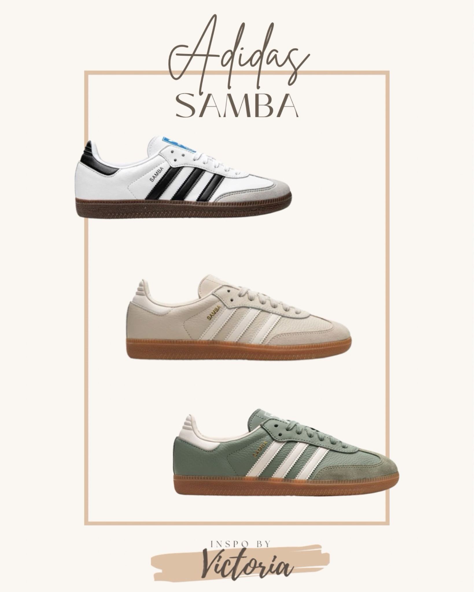 Step into Spring with the timeless Adidas Sambas in White, Beige and Khaki color🤍🤎💚
#adidassamba #springsneakers #trendingnow

#LTKshoecrush #LTKSeasonal #LTKstyletip