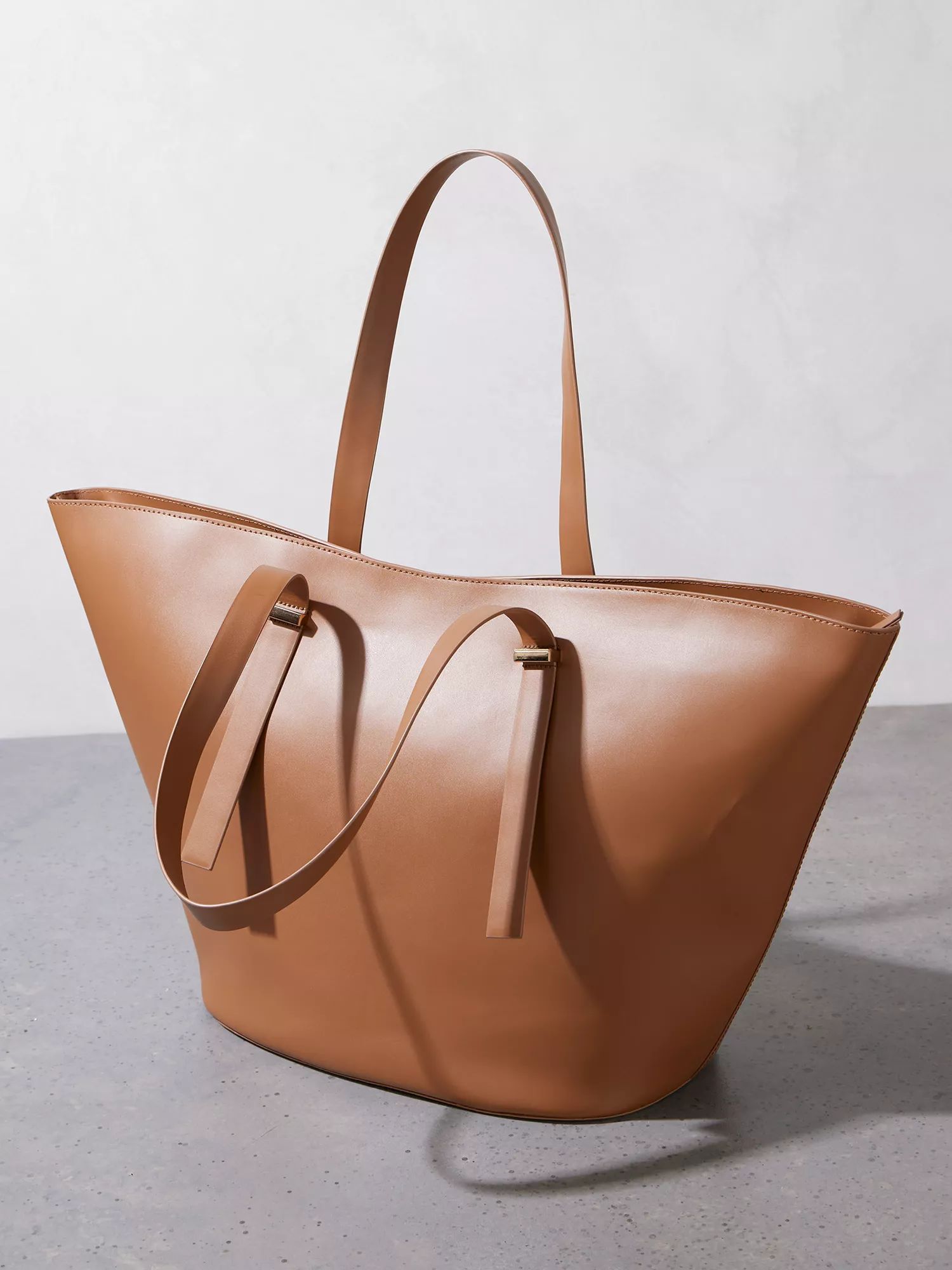 Mint Velvet Leather Tote Bag, Natural Beige | John Lewis (UK)