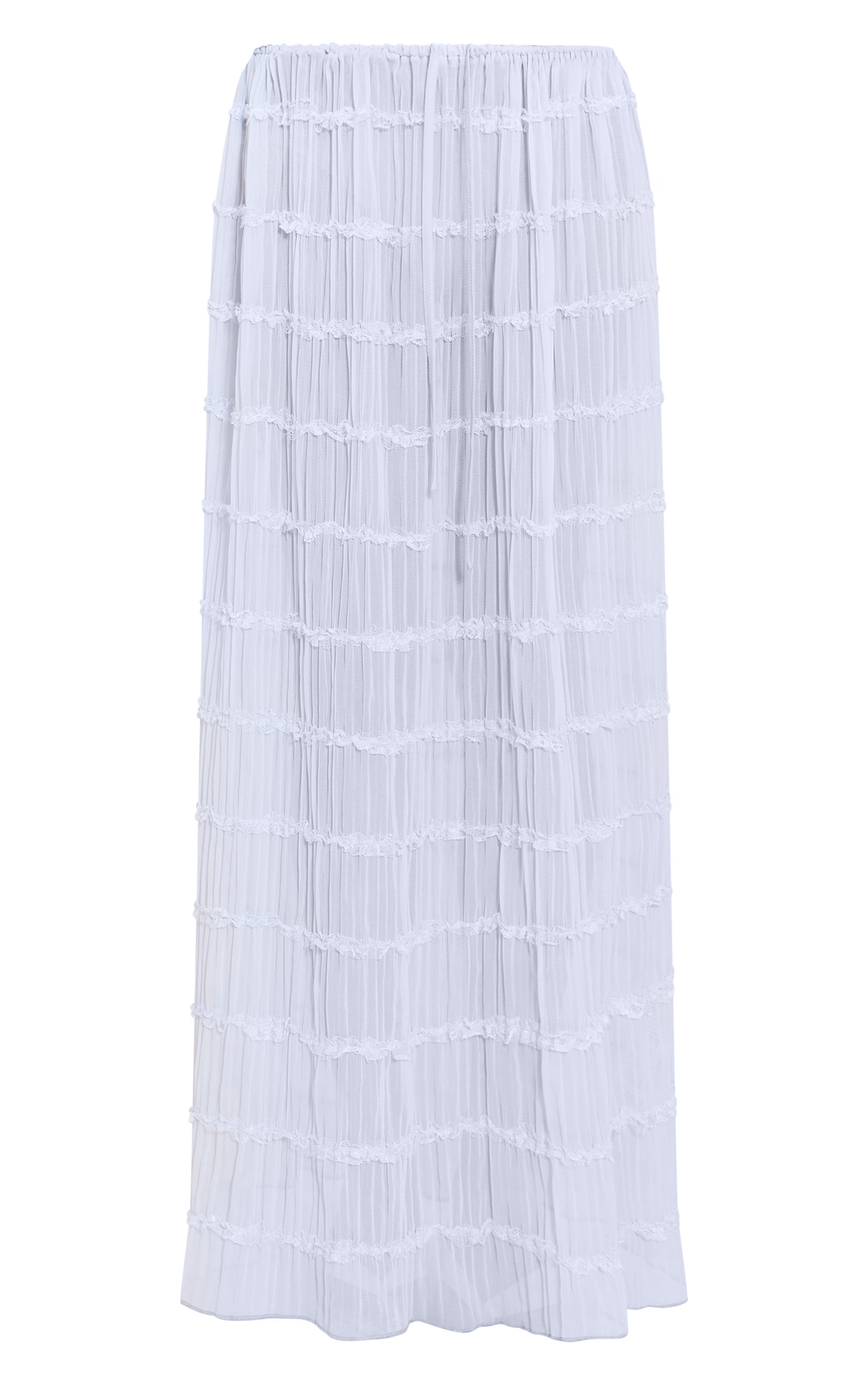 Light Blue Chiffon Ruched Frill Tiered Maxi Skirt | Co-ords | PrettyLittleThing UK