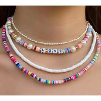 Polymer Clay Necklace Set Of 4, Rainbow Clay Set, Polymer Bead Necklace, For Her | Etsy (US)