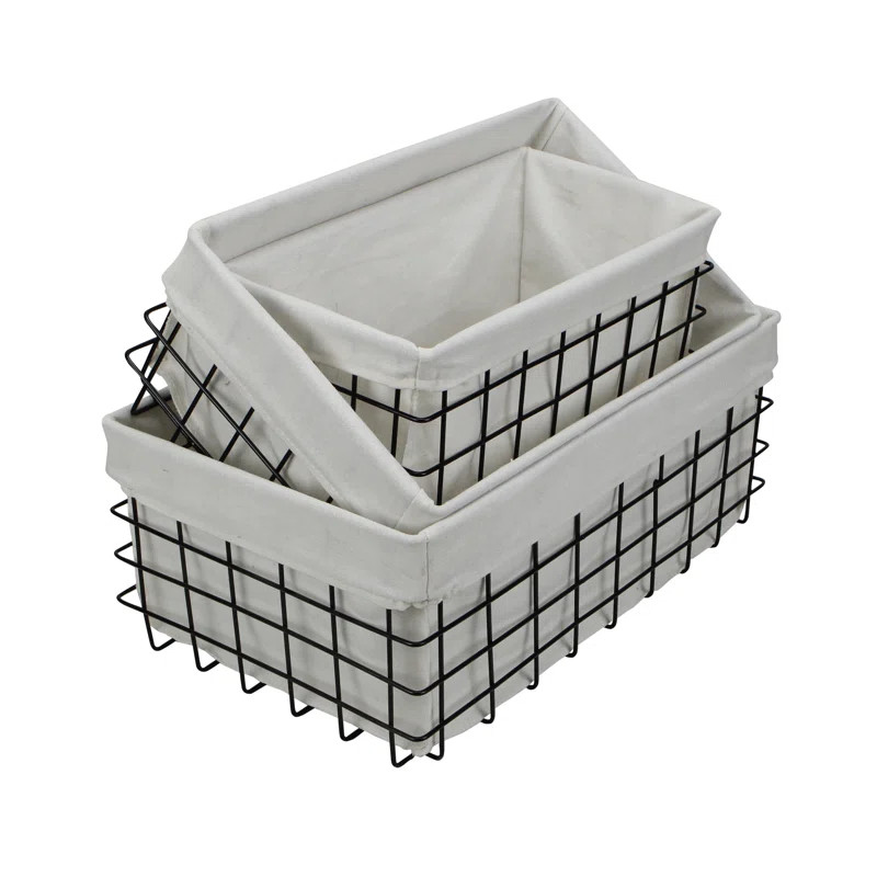3 Piece Lined Metal Basket Set | Wayfair North America