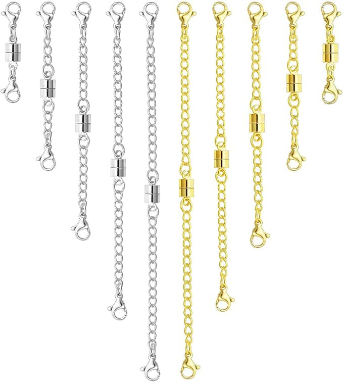 OHINGLT Necklace Extender Magnetic Clasps Chain Extenders for Necklaces,Gold and Silver Magnetic ... | Amazon (US)