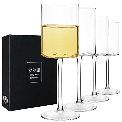Superlative Edge Wine Glasses Square [Set of 4] White & Red Wine Goblets, Premium Clear Glass Bordea | Amazon (US)
