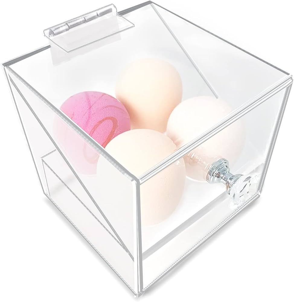 Acrylic Beauty Blender Sponge Holder With Dustproof Lid Clear 4 Hole Solution Makeup Sponges Disp... | Amazon (US)