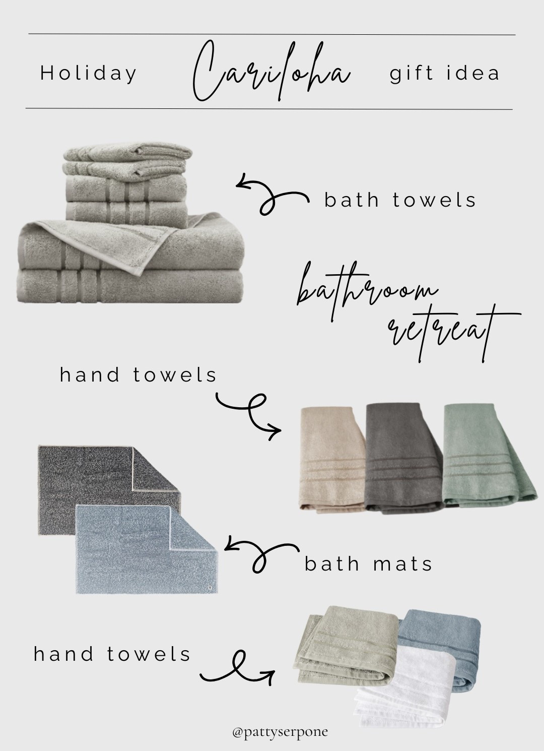 Such pretty bath basics! Create a luxury spa retreat at home with these beautiful bath towels, available in a variety of colors, with coordinating hand towels and face cloths. Mix and match, and add a new bath mat to complete the look. Treat your feet to luxury with a two-tone bath mat. Use code Patty40 to get 40% off your order!
#LTKCyberWeek #ad @cariloha

#LTKHoliday #LTKGiftGuide