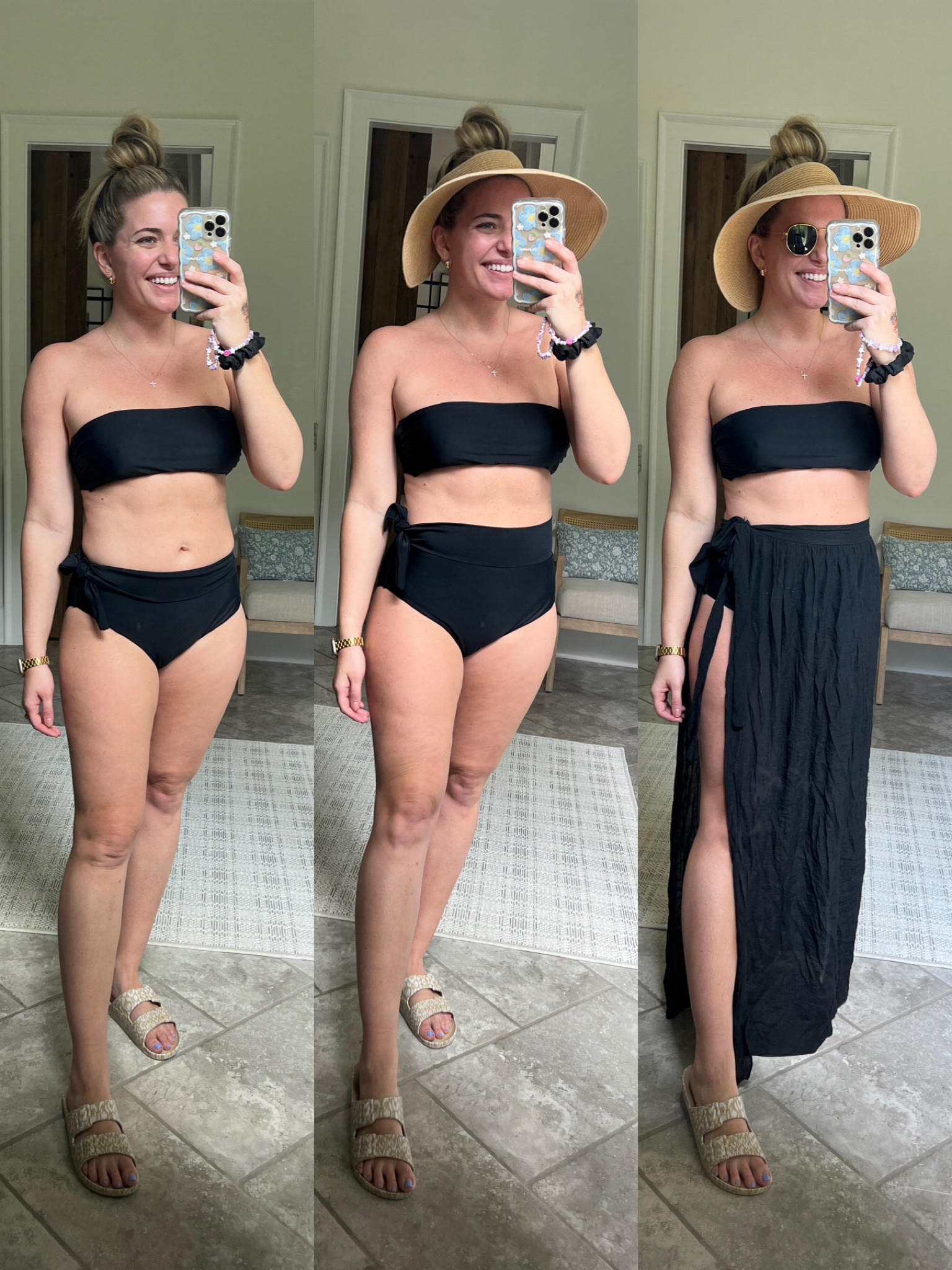 One of my all-time fav bikinis from amazon. Sooo flattering & comfy. Have a few colors. TTS - M 
⚡️ on lightning deal today under $30 prime ⚡️ 
Sarong TTS - OSFM 
Fold up rollable packable visor hat
Fave rayban dupe sunglasses 
Waterproof slides - so comfy TTS 


#LTKswim #LTKFind #LTKunder50