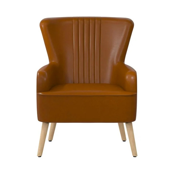 Queer Eye Wynn Accent Chair, Living Room Armchair, Camel Faux Leather | Walmart (US)