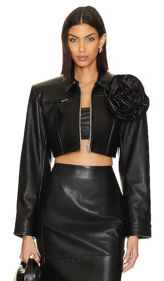 Aneesa Flower Applique Jacket in Black | Revolve Clothing (Global)