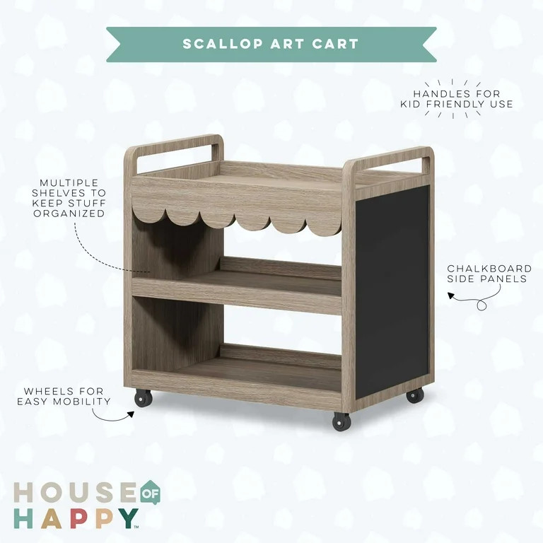 House of Happy Scallop Art Cart , Natural | Walmart (US)