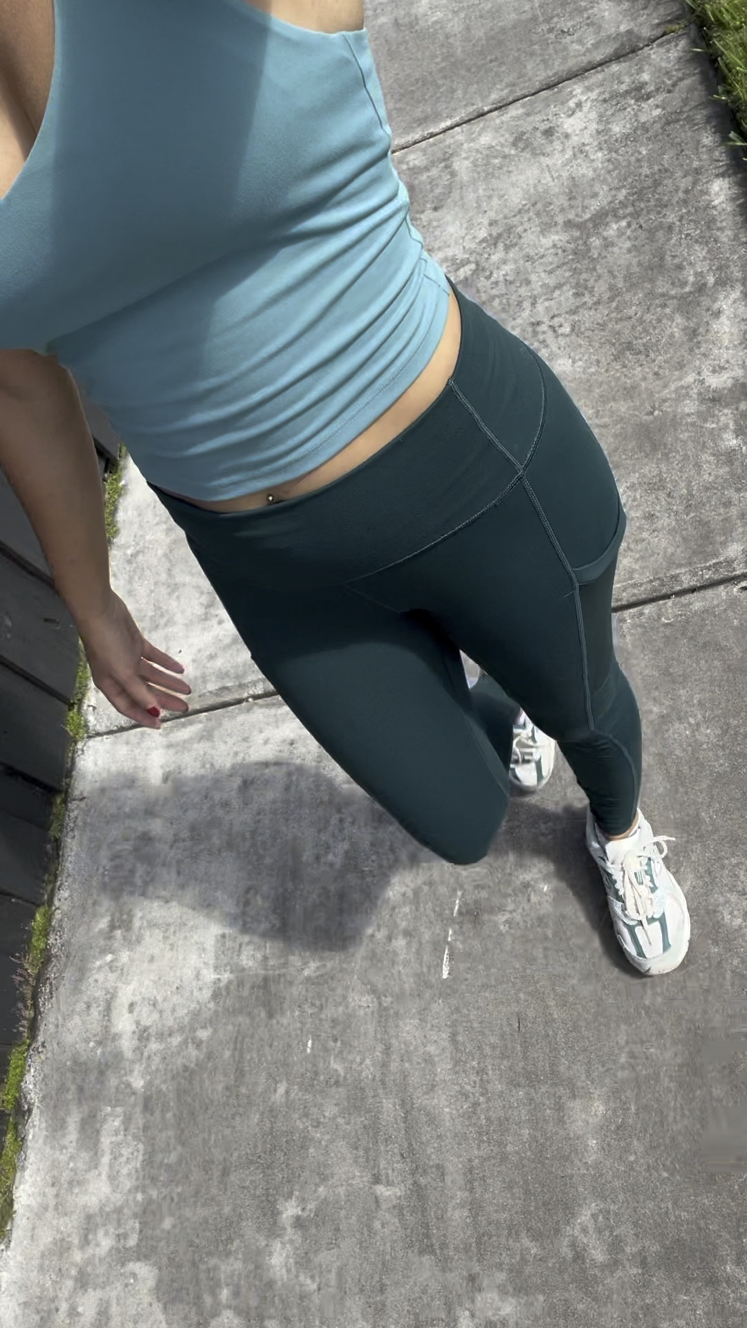 Workout clothes, built-in bra tank top, high rise leggings with pockets, sneakers 

#LTKFitness #LTKFindsUnder100 #LTKVideo