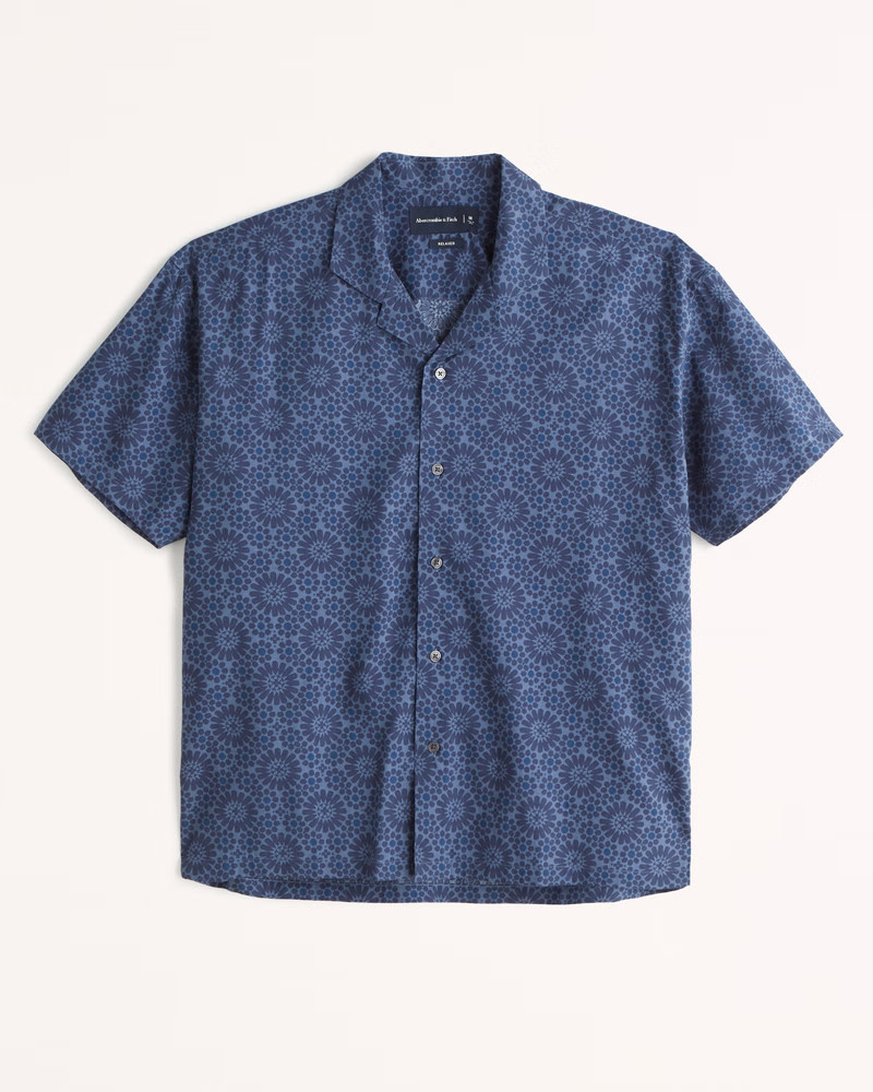 Camp Collar Button-Up Shirt | Abercrombie & Fitch (US)