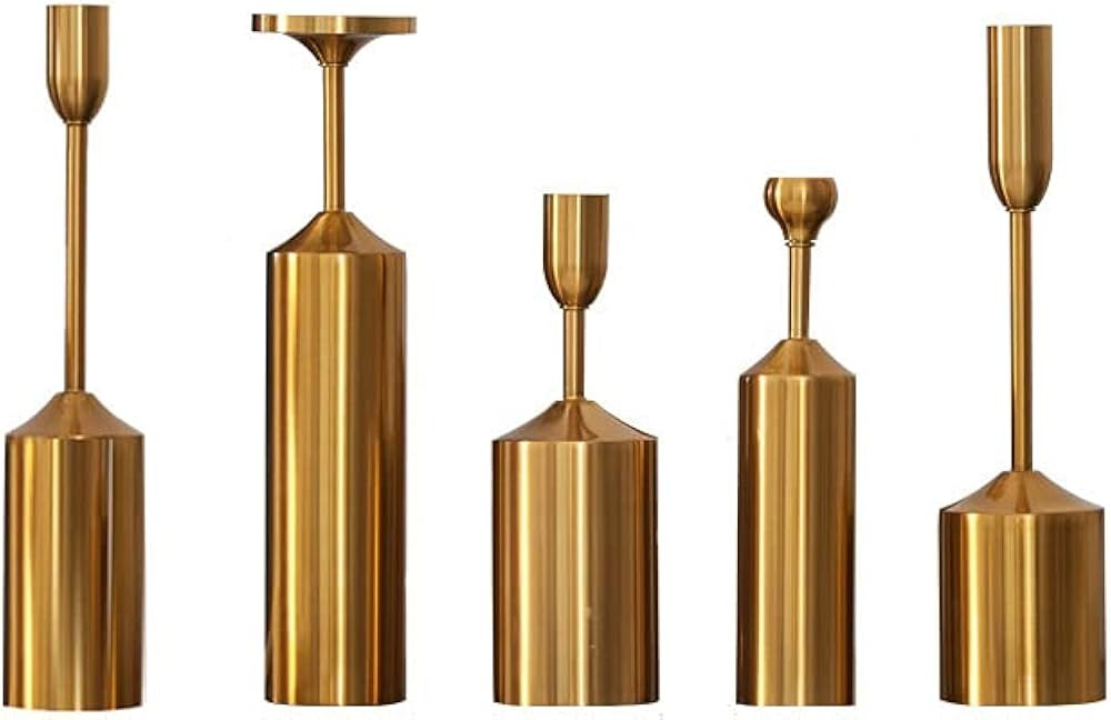 Vidisan Gold Candlestick Holders,Mantel Candle Holder Set,Metal Taper Candle Holder Vintage Mid-C... | Amazon (US)