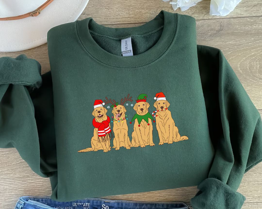 Christmas Dog Sweatshirt Golden Retriever Shirt Christmas - Etsy | Etsy (US)