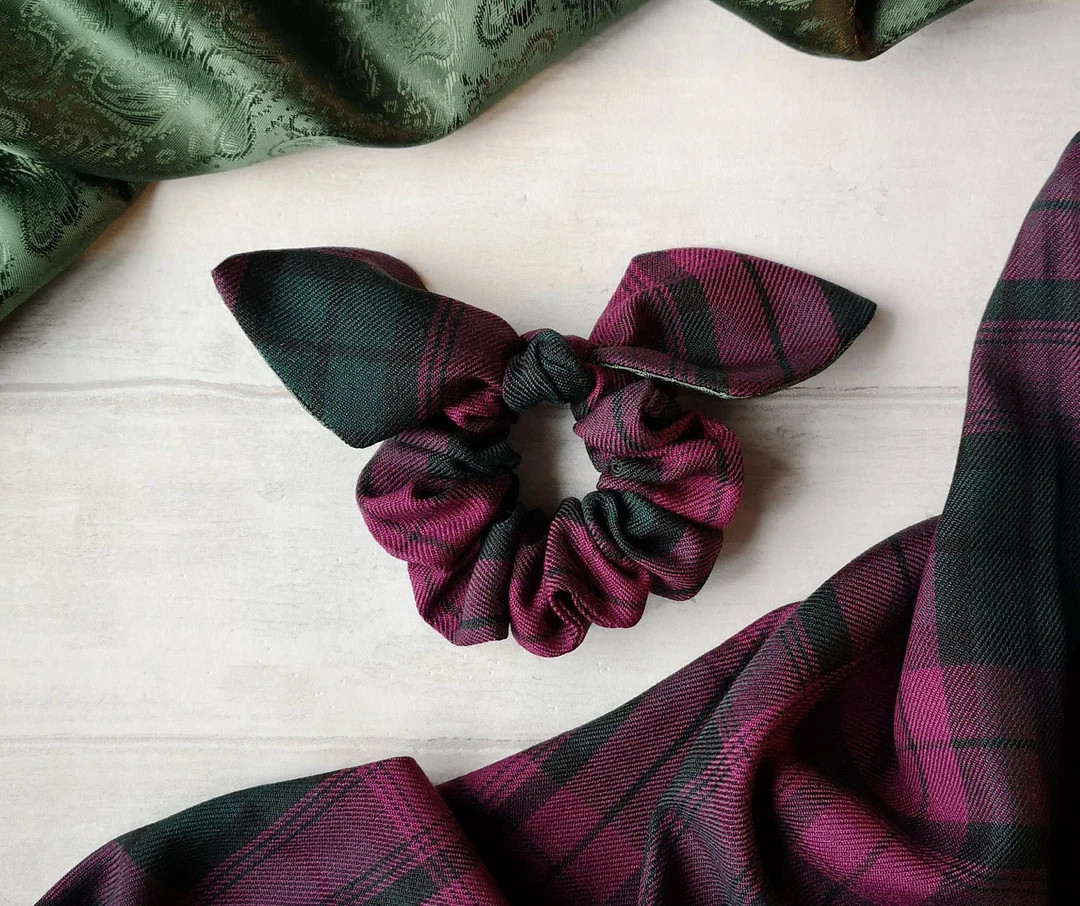 Tartan Scrunchie With Bow - Etsy | Etsy (US)