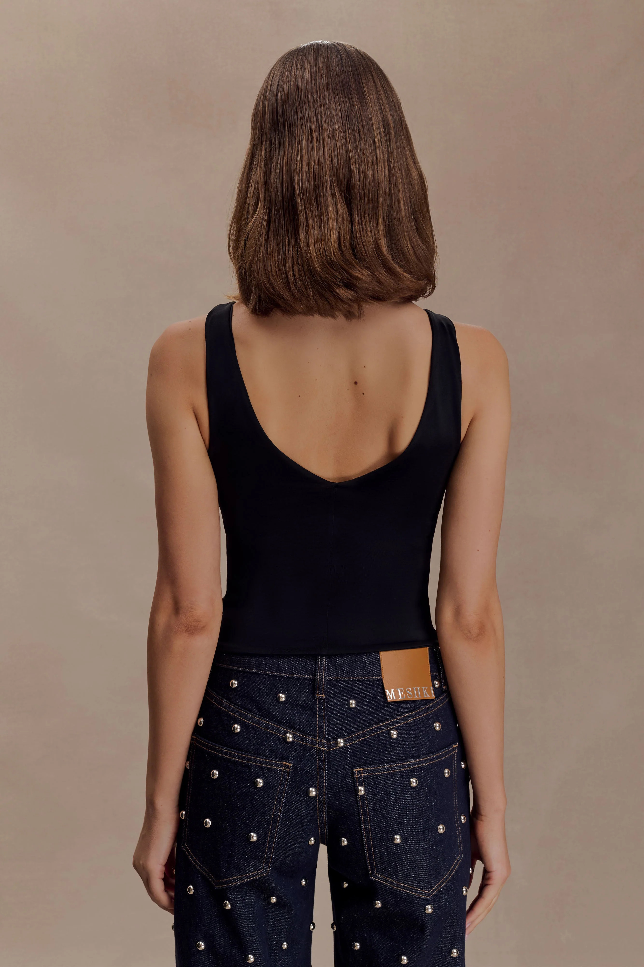 Slinky Top with Hardware - Black | MESHKI US