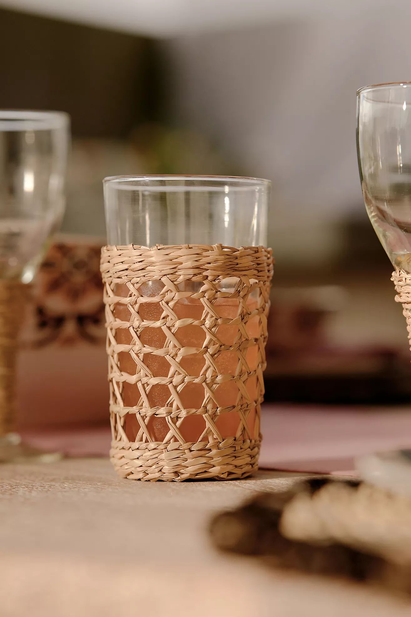 Rattan-Wrapped Highball Glasses, Set of 4 | Anthropologie (US)