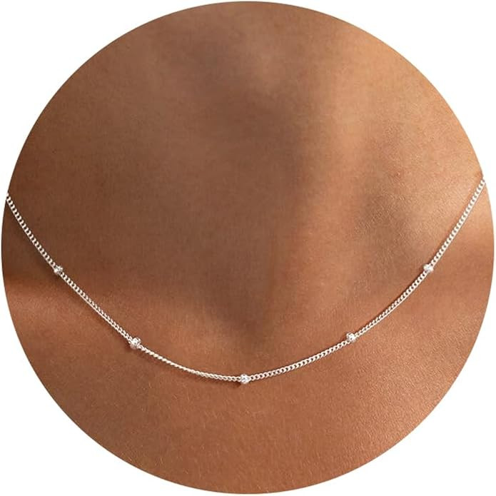 Herringbone Necklace for Women,Dainty Gold Necklace,14k Gold Plated Snake,Gold Chain Choker Neckl... | Amazon (US)