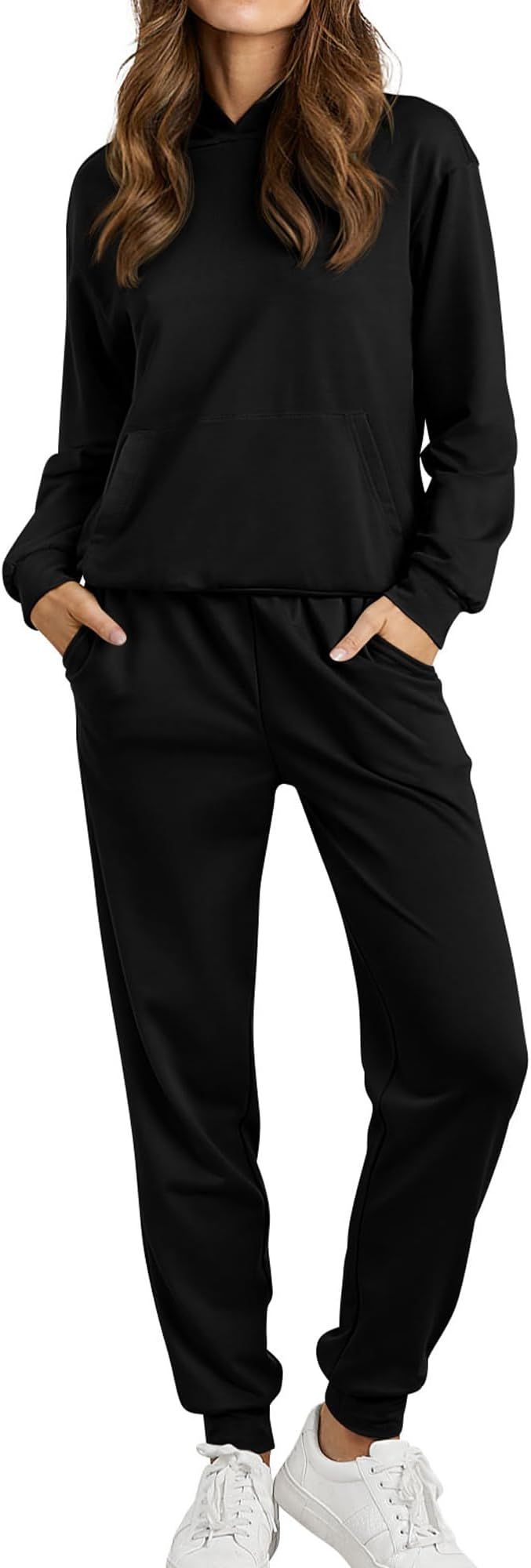 BTFBM Womens Sweat Suits 2 Piece Set Long Sleeve Hoodie Drawstring Sweatpants Jogger Set Casual L... | Amazon (US)