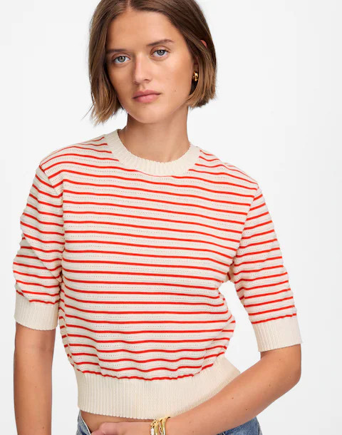 Textural-Stitch Cotton Sweater | Madewell