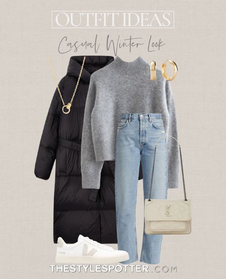 Winter Outfit Ideas ❄️ Casual Winter Look
A winter outfit isn’t complete without a cozy coat and neutral hues. These casual looks are both stylish and practical for an easy and casual winter outfit. The look is built of closet essentials that will be useful and versatile in your capsule wardrobe. 
Shop this look 👇🏼 ❄️ ⛄️ 

Tags: AGOLDE jeans, puffer coat, Abercrombie coat, ysl bag, ysl niki bag, Saint Laurent, vena sneakers, Mejuri gold hoop earrings, grey sweater, sweater outfit


#LTKHoliday #LTKGiftGuide #LTKSeasonal