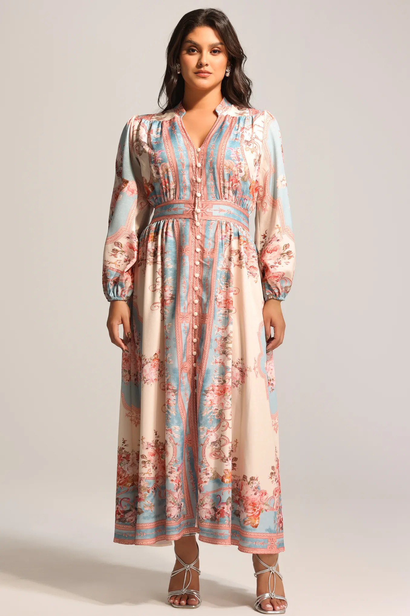 Dorte Long Sleeve Floral Printed Maxi Dress | Bellabarnett Affiliate Marketing