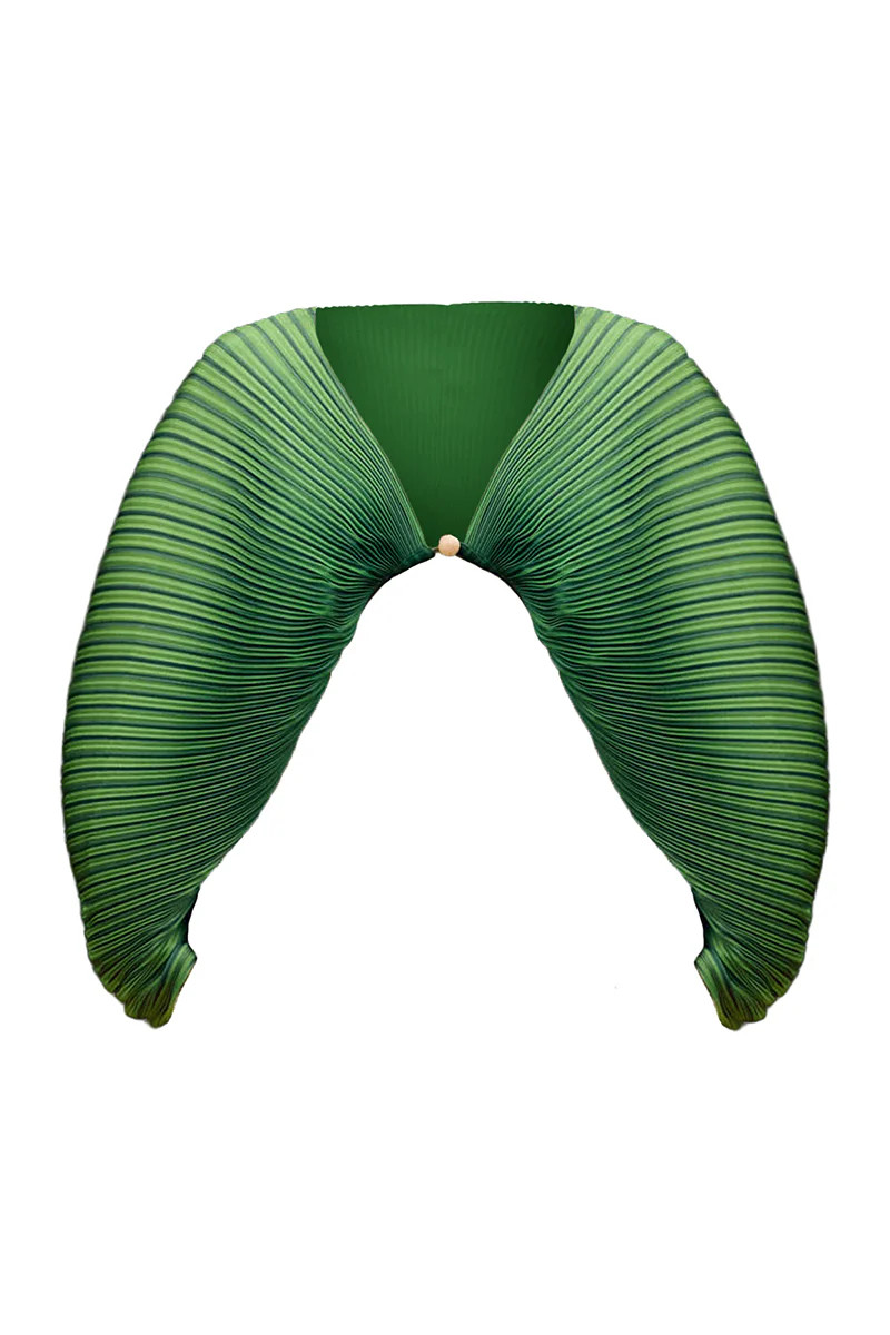 BALU PLEATED CROP TOP IN EMERALD STRIPE | Andrea Iyamah | CULT MIA | CULT MIA UK LTD