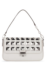 Michael By Michael Kors Studded Leather Shoulder Bag — White | Italist Inc.