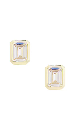 Emerald Cut Bezel Stud Earring in Gold | Revolve Clothing (Global)