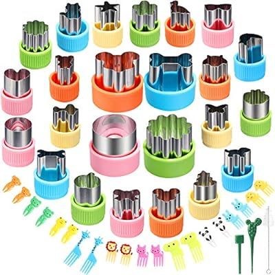 24 pcs Vegetable Cutter Shapes Sets CECIAOAIME Cookie Cutters Fruit Stamps Mold with 20 pcs Food ... | Amazon (US)