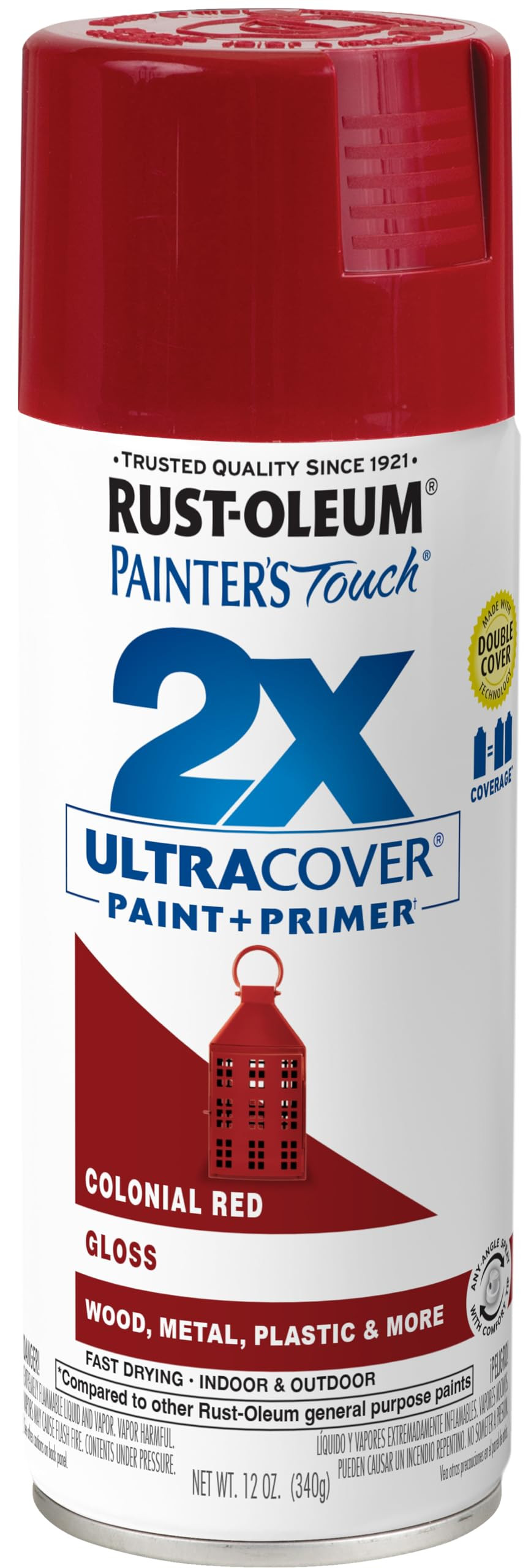 Rust-Oleum 334030 Painter's Touch 2X Ultra Cover Spray Paint, 12 oz, Gloss Colonial Red | Amazon (US)