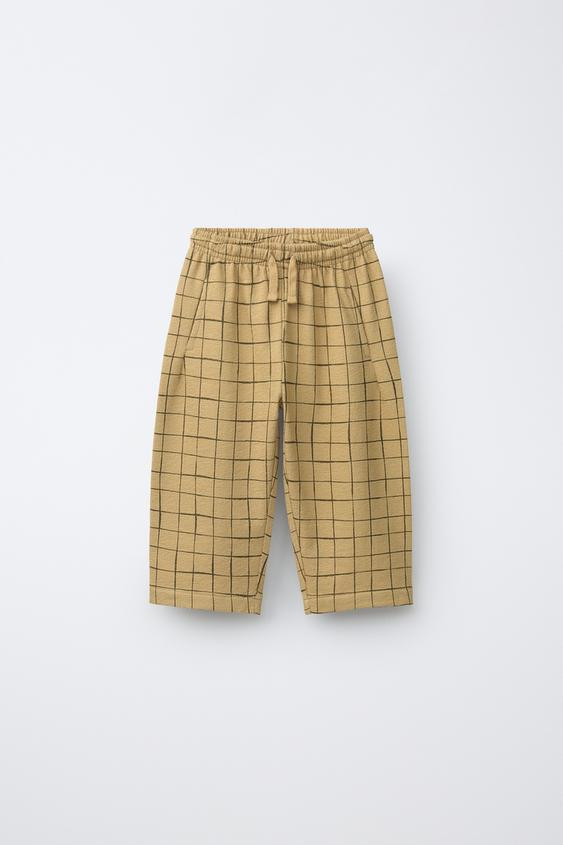 Zara - Plaid Print Pants - Sand - 4 Years (40,9 Inches) - Kids | Zara US