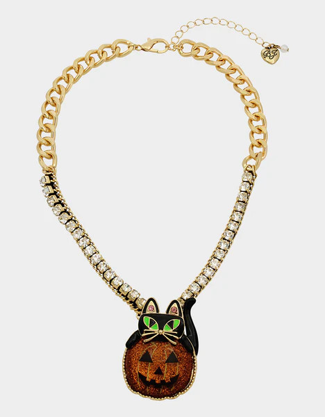 RICH WITCH CAT PUMPKIN NECKLACE ORANGE | Betsey Johnson